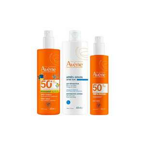 Pachet Avène – Spray protectie solara SPF 50+ 400 ml + Spray protectie solara 100% invizibil SPF 50 200 ml + Lotiune after sun - 400 ml imagine