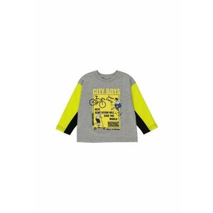 Bluza subtire cu maneca lunga imprimata - City Boys - Gri cu maneci Galbene - pentru baietei - 68/74 imagine