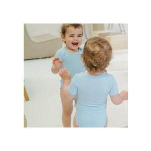 Body cu maneca scurta din bambus - Bleu - pentru baieti imagine