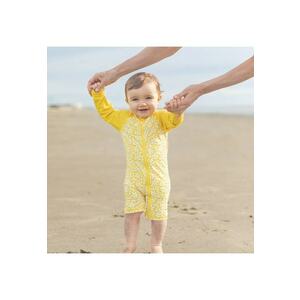 Costum de baie cu protectie solara UPF 50+ - - Swimster Bloom - Galben cu floricele - pentru fetite sau baietei imagine