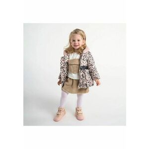 Geaca groasa cu blanita - cu gluga si curea in talie - - Baby - Bej - Animal Print - pentru fetite imagine