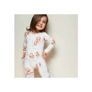 Pijamale lungi din bambus cu fermoar reversibil - - Cuddles - Alb - pentru fetite imagine