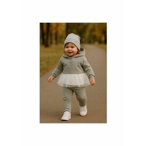 Set de trening 2 piese: bluza cu gluga si urechi - cu tull - si pantaloni - - Little Ballerina - pentru fetite imagine