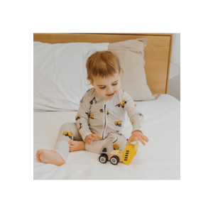 Pijamale lungi din bambus cu fermoar reversibil - - Construction - Gri - pentru baieti imagine
