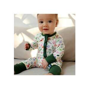 Pijamale lungi din bambus cu fermoar reversibil - - Butterfly - Multicolor Verde - pentru fetite imagine