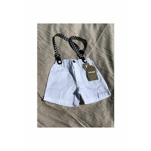 Pantaloni scurti cu talie elastica si bretele detasabile - - Feeling Good - Alb - pentru baietei imagine