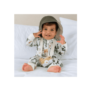 Pijamale lungi din bambus cu fermoar reversibil - - Jungle - Alb si Verde - pentru baieti imagine