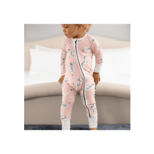 Pijamale lungi din bambus cu fermoar reversibil - - Dalmatians - Roz pal - pentru fetite imagine