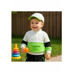 Bluza sport - Natural Power - Alb cu dungi verzi - pentru baietei imagine