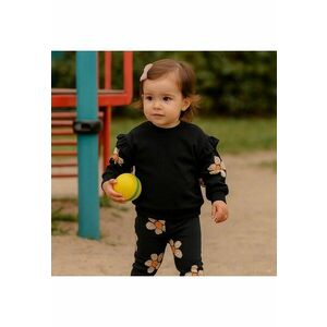 Bluza cu maneca lunga si imprimeu floral - Good Day - Negru - pentru fetite imagine