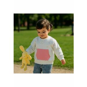 Bluza cu maneca lunga si imprimeu Iepuras - Stella - Alb si Roz - pentru fetite imagine