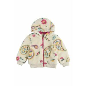Jacheta cu gluga Teddy - fermoar roz si imprimeu - Flexible - Ecru - pentru fetite imagine