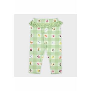 Colanti in carouri cu volan in talie si detalii fructe - Vivian - Verde Mint - pentru fetite imagine
