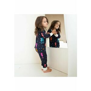 Pijamale 2 piese - material din bambus - - SeaHorse - Bleumarin cu caluti de mare Multicolori - pentru fetite - 100-108 (3-4 ani) - Seahorse imagine