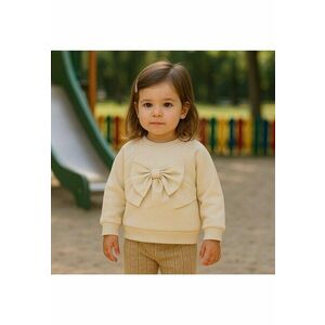 Bluza groasa cu maneca lunga si fundita - - Minimal Optimist - Bej - pentru fetite imagine