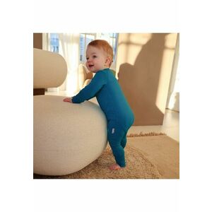 Pijamale lungi din bambus cu fermoar reversibil - - Solid Teal - Albastru Marin - pentru baietei imagine