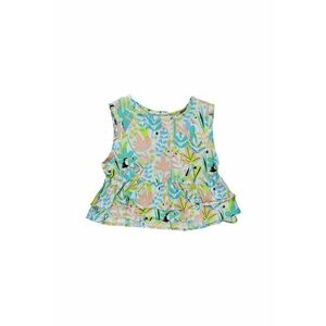 Top cu volan in talie - Jungle - Mint - cu imprimeu floral - pentru fetite imagine