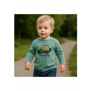 Bluza subtire cu maneca lunga si model Camion - - Authentic Threads - Mint - pentru baieti imagine