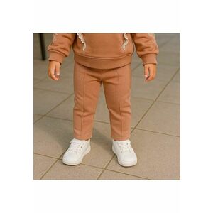 Pantaloni tricotati lungi - cu elastic in talie si dunga pe lungime - - My Roots - Rose - pentru fetite imagine