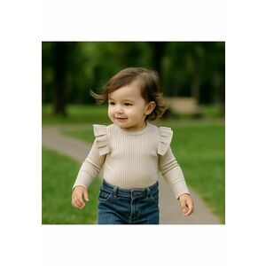 Bluza tricotata cu maneca lunga si volanase - - It`s Our Nature - Gri Melange - pentru fetite imagine