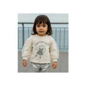 Bluza cu maneca lunga si tull - model soricel - - Little Ballerina - Ecru - pentru fetite imagine