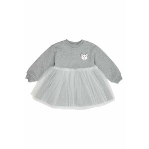 Rochie cu maneca lunga si iepuras - cu tull - - Little Ballerina - Gri Melanje - pentru fetite imagine