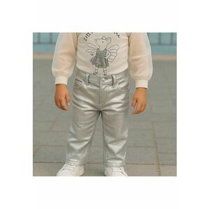 Blugi drepti cu folie argintie - - Little Ballerina - Gri - pentru fetite imagine