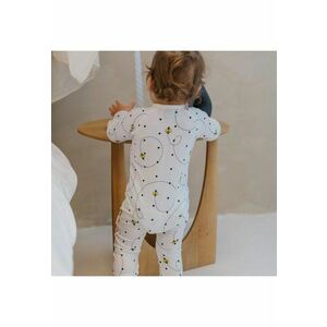 Pijamale lungi din bambus cu fermoar reversibil - - Bees - Alb - pentru fetite si baietei imagine