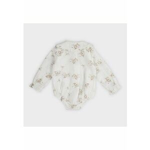 Body tip camasa - cu guler brodat si floricele - - Zoey - Alb si Bej - pentru fetite imagine
