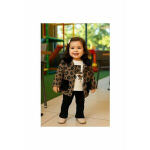 Palton elegant cu blanita - - Chic - Maro - Animal Print - pentru fetite imagine