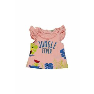 Tricou cu volane la guler si maneci - Jungle - Somon - pentru fetite imagine