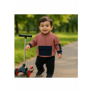 Bluza sport cu fermoar si buzunar negru Color Block - - Let`s Explore - Rose - pentru baietei imagine