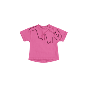 Tricou cu guler brodat pisicuta - Hope - Fucsia - pentru fetite imagine