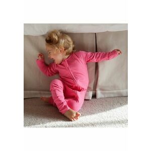Pijamale lungi din bambus cu fermoar reversibil - - Solid Bright Pink - Roz - pentru fetite imagine