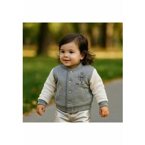 Jacheta groasa sport cu capse - - Little Ballerina - Gri Melange - pentru fetite imagine