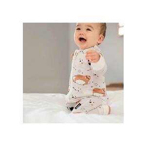 Pijamale lungi din bambus cu fermoar reversibil - - Sloth - Gri cu Ursuleti Maro - pentru fetite si baietei imagine