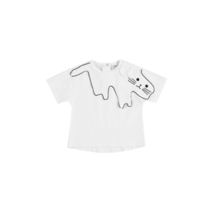 Tricou cu guler brodat pisicuta - Hope - Ecru - pentru fetite imagine