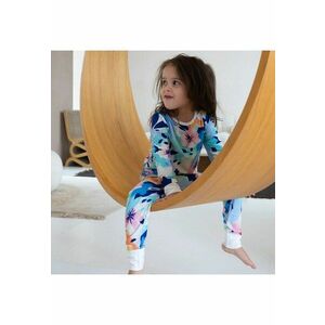 Pijamale 2 piese - material din bambus - - WaterColors - Multicolor Bleu - pentru fetite imagine