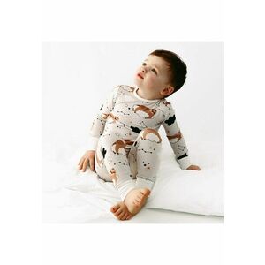 Pijamale 2 piese - material din bambus - - Sloth - Gri cu Ursuleti Maro - pentru fetite si baietei imagine