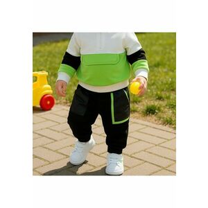 Pantaloni sport cu buzunare Verde Fosforescent - Natural Power - Negru - pentru baietei imagine