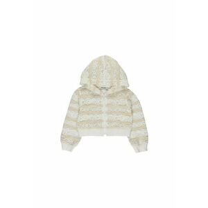Jacheta crop din tesatura cu dantela - Lace Effect - Dungi Alb si Bej - pentru fetite imagine