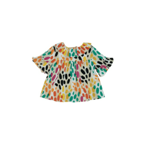 Bluza vaporoasa cu maneca scurta si volane - Hope - cu buline colorate - pentru fetite imagine