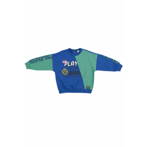 Bluza cu maneca lunga si impimeu SmileFace - Gaming Mode - Albastru aprins si Verde - pentru baietei imagine