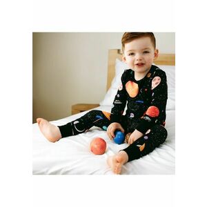 Pijamale 2 piese - material din bambus - - Galaxy - Negru cu model planete - pentru baieti - 90-100cm (3-4 ani) - Galaxy imagine