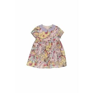 Rochie cu guler Mov si imprimeu multicolor - Star Light - Roz - pentru fetite imagine