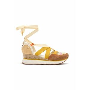Pantofi cu talpa wedge si insertii din paie imagine