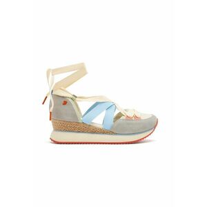 Pantofi cu talpa wedge si insertii din piele intoarsa imagine