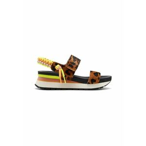 Sandale cu piele cu par scurt si inchidere velcro imagine