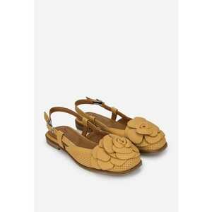 Sandale dama galbene din piele naturala cu ornament imagine