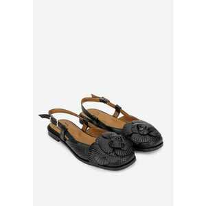 Sandale dama negre din piele naturala cu ornament imagine